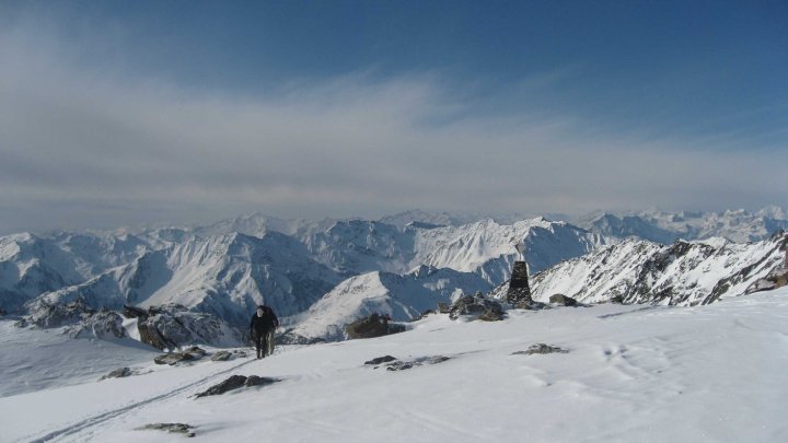 View of the Memorial to Ötzi the Iceman, found in 1991 on the Austria-Italy border close to the Hauslabjoch Pass. 