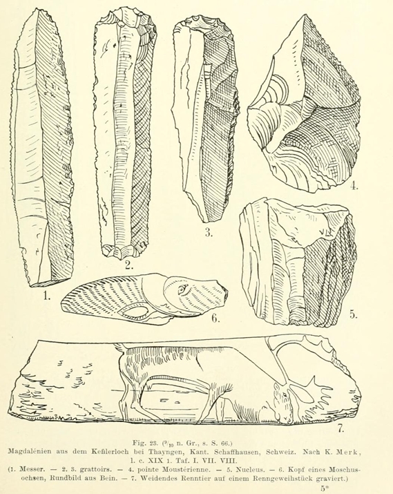 Tools and art from the cave, from 