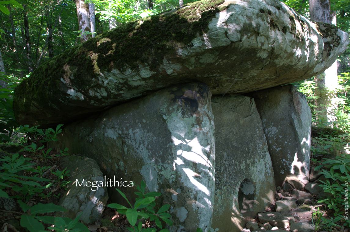 Dolmen is located in a hard-to-reach remote place, on a mountain ridge, in Sochi area, in Russia. 

Megalithica.ru
