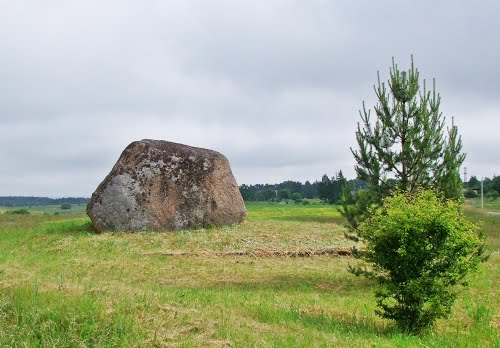 Random boulder along Road 102, which links the thinly populated North-Eastern part of Lithuania to the capital Vilnius.  June 2015. 