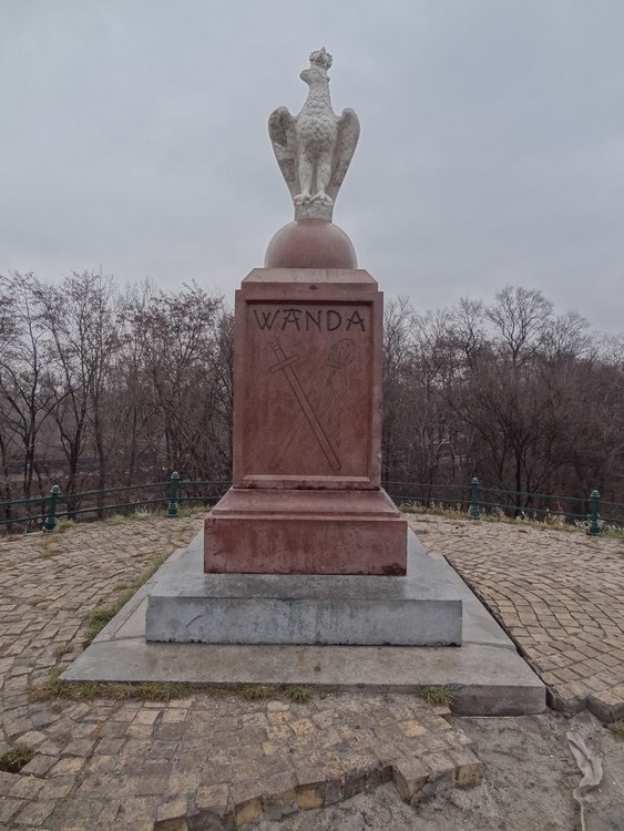 Wanda's monument located on top of the mound (photo taken on December 2011).
