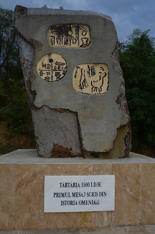 Monument marking the Tartaria tablets. It contains the scaled replicas of the original tablets.