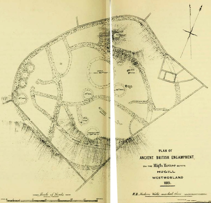 1881 drawing of Hughill Camp, assembled by me from two images, not quite joining, via archive.