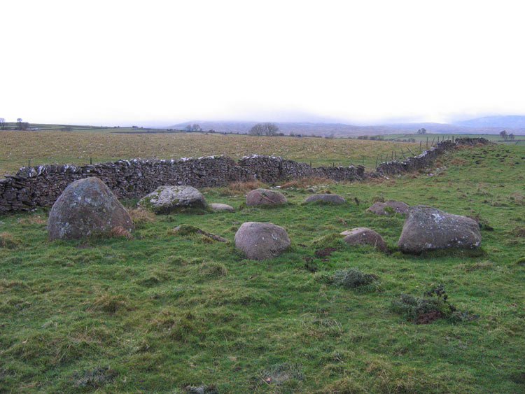 Castlehowe Scar, There is a possible stone row in the next field, just over the drystone wall.
