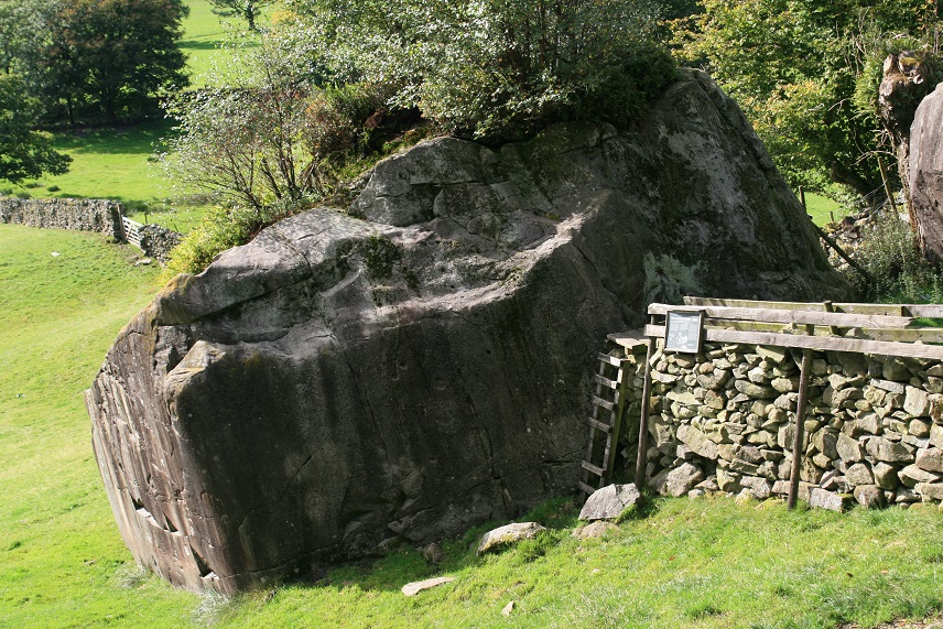 The Copt Howe boulder, the main rock art is on this facing panel , but there other 