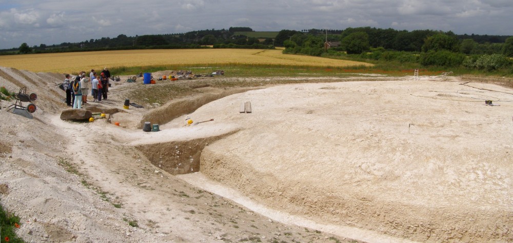 The excavated round barrow at High Lea Farm, part of Bournemouth University's 