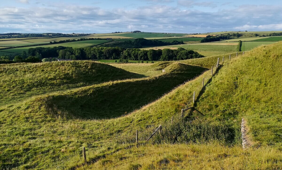 Maiden Castle, The Eastern end of the Causewayed enclosure (Eastern) section of the fort looking South