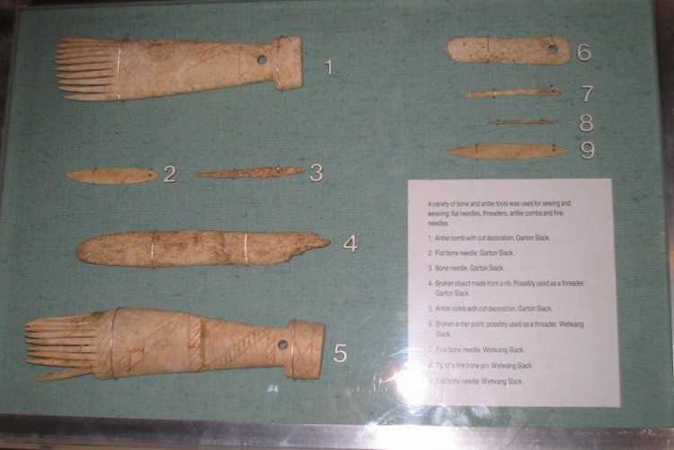 Bone and antler domestic tools, nicely carved and shaped, many for the lady of the house I think.

