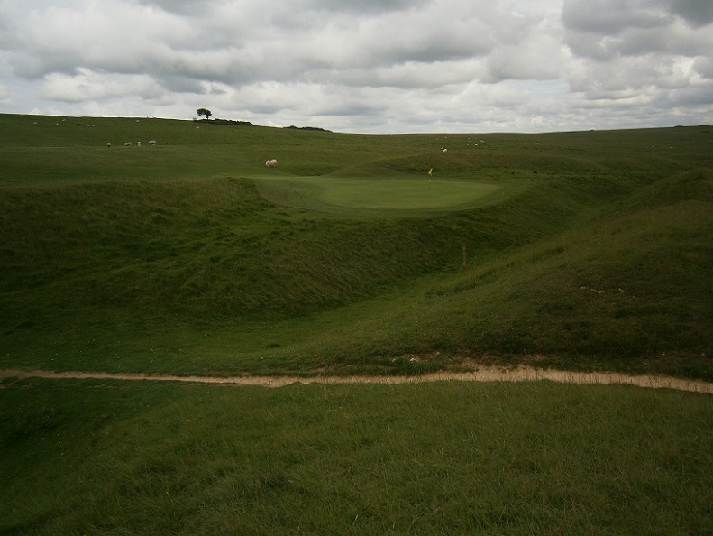 Cleeve Hill Camp, showing the golf green built into the camp bank. 