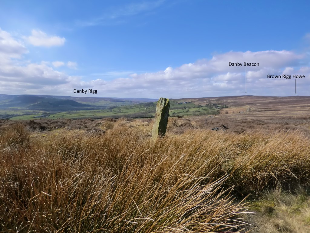 Marker Stone at NZ 76586 08722 – Viewed looking westerly, up the Esk Valley, March 2020