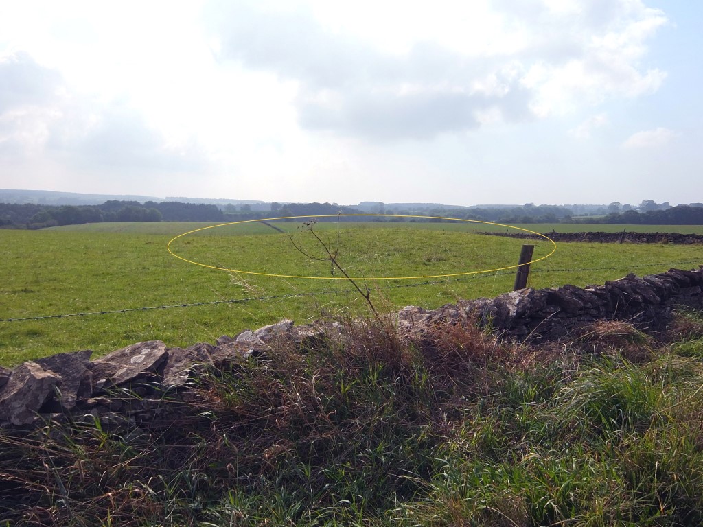 Kirby Ley round barrow at SE 54089 85584 – Viewed looking south, south westerly towards Tanker Dale, September 2014