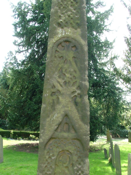 A close look at the bottom two sections of the northern face of the Rothley Cross. 