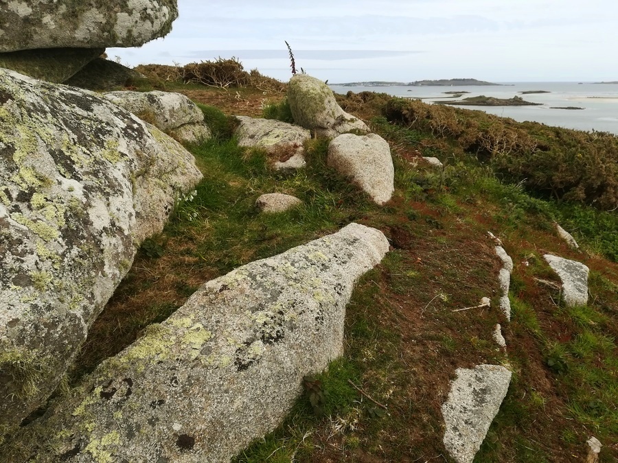 The D shaped Top Rock Entrance Grave, Built against Top Rock Outcrop, Note the different levels of Kerbing