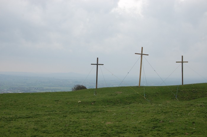 There are 360 degree views all around Brent Knoll camp. The top of Glastonbury Tor is visible on clear days and a lot of Weston-Super-Mare is also visible in the opposite direction.