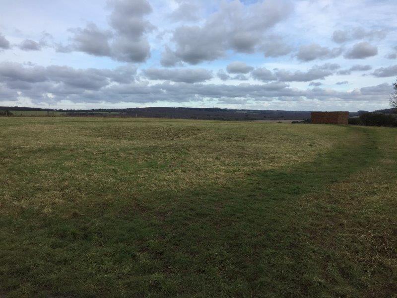 Site looking north east incl. remains of post mill and WW2 observation post