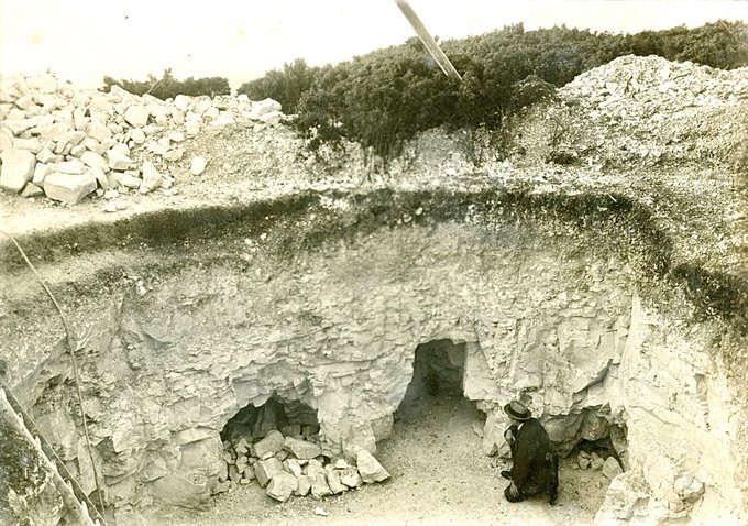 Another image from John Henry Pull’s excavations at Blackpatch (1922-1924) showing ‘Shaft No. 1’ and Galleries 1 and 2. This photograph was donated by Pull to 
 Brighton Museum with a few objects from his excavations. With many thanks to Dan Robertson, @robertson_btn on Twitter