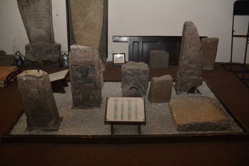 The collection of Anglo Saxon cross pieces inside All Saints, Otley, next to the Fairfax tomb.  There are some good display panels which explain what you are seeing.