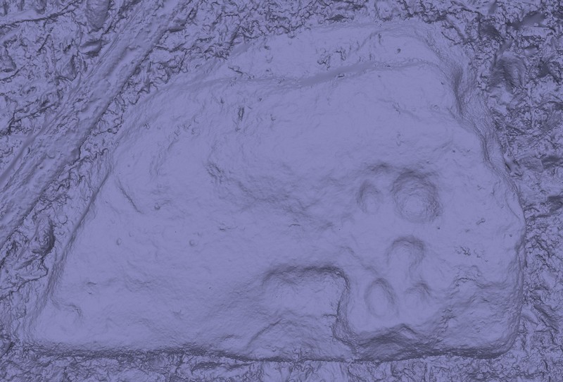 Screenshot from the photogrammetric 3D model I created of Buck Wood 10 for the 'Friends of Buck Wood' in December 2009.

It's difficult to pick out some of the features others have recorded for this stone. 