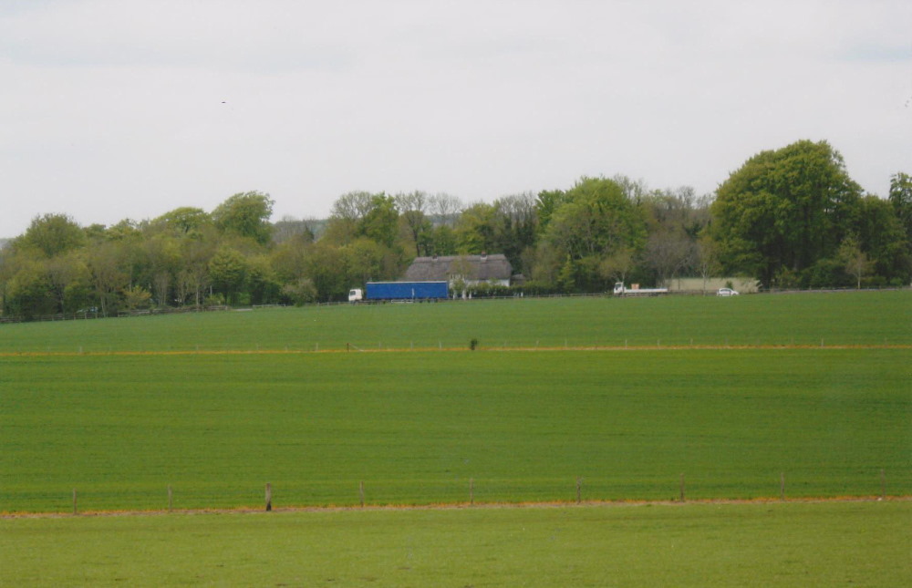 In May 2010, while walking back over the downs to Stonehenge from the Bluestonehenge site in West Amesbury, Alex Down (Neolith) said that Coneybury would have been seen in this view.  
The next photo shows our position relative to Stonehenge.