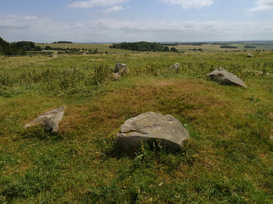 A mound with stones just to the West of the Northern Overton Downs Tumulus (SU13007080).