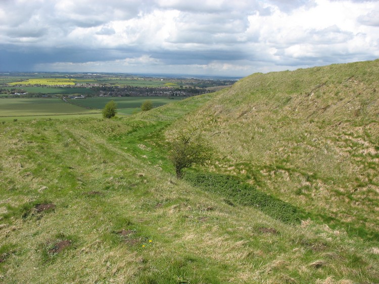 SW corner of the earthworks - view from the SE (photo taken on April 2012).