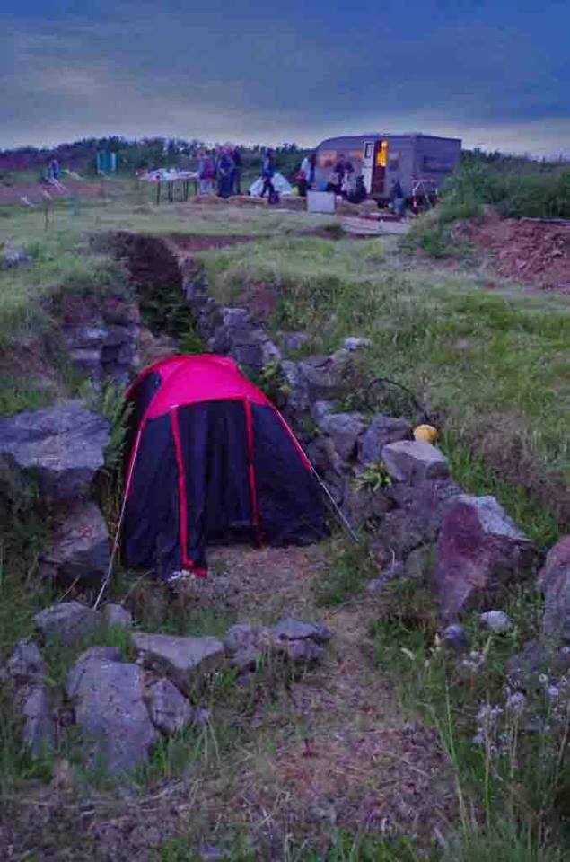 Protecting the 2016 excavations at the fogou. Photo credit: Meneage Archaeology Group 