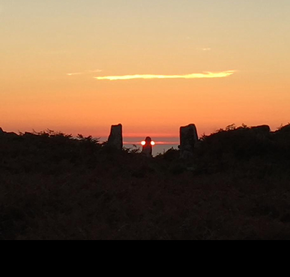 Sept 25th 2018 Equilux alignment. As sun finally set it appeared to form a halo or collar behind pointer stone as captured by my wife on her iPhone 
