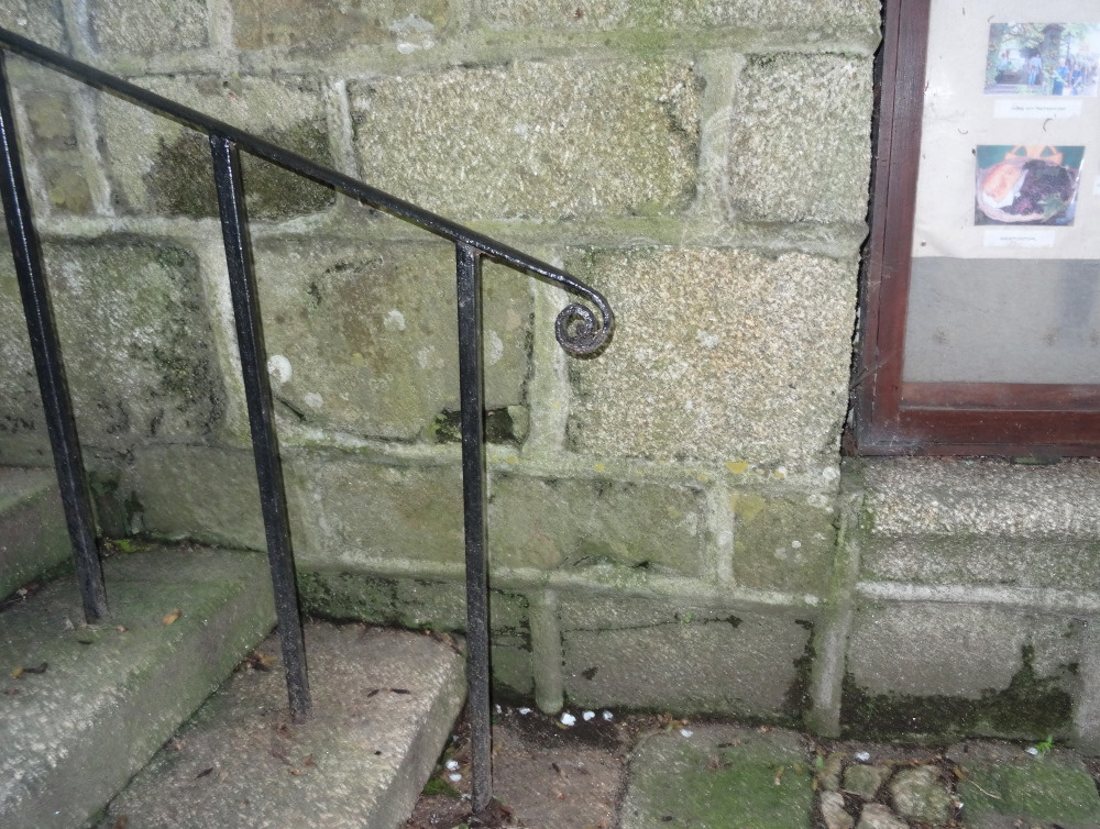 Another shot of the possible damaged cross head that was re-used for building this wall by the steps.  [I may be wrong, but worth posting?  What do Anne T and Sunny 100 think?]