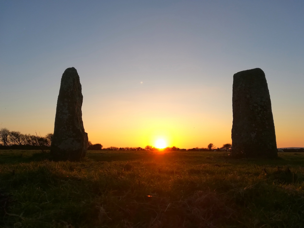 Faughan Standing Stones, Portal to a late January Sunset