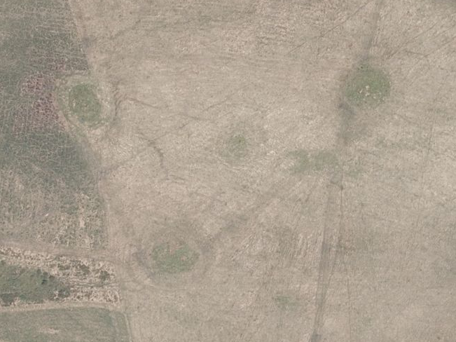 Aerial view of the NW group of four barrows (from Grid reference finder website)