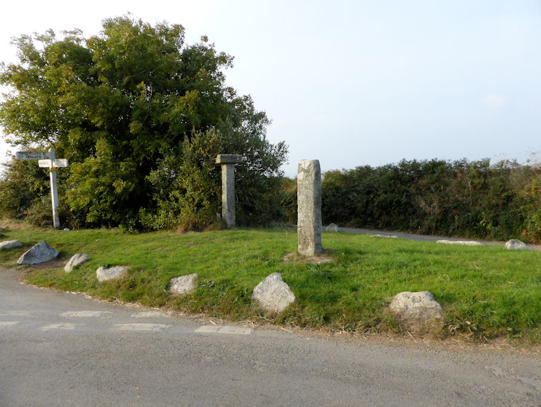 Inscribed stone recently put back into its original position at a crossroads between St Endellion and Port Quin. 