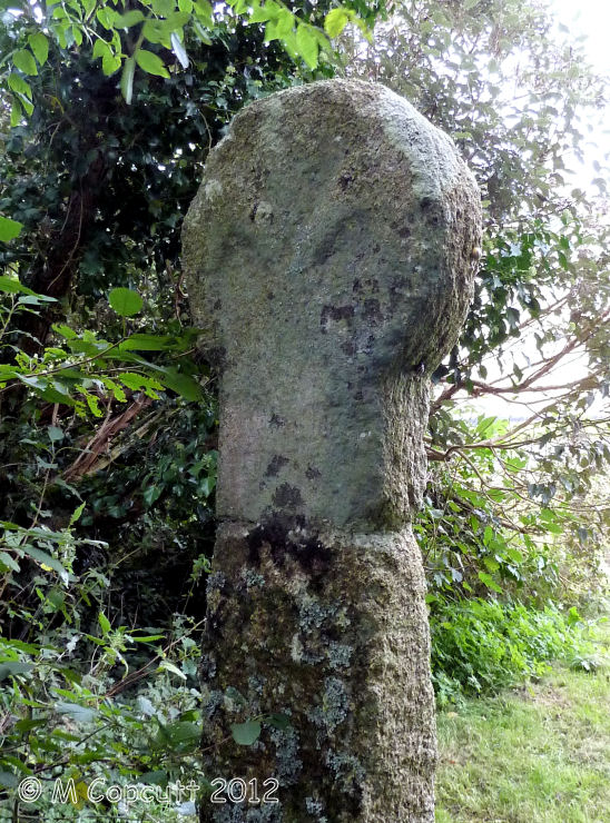The reverse face of this re-erected cross head has a rare Fleur de Lys symbol engraved onto it. 