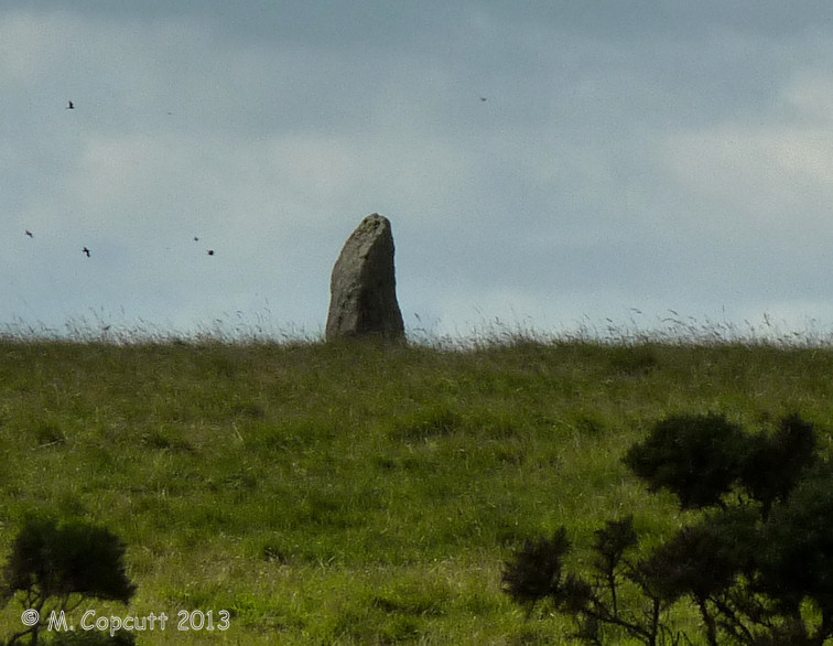 A stone can be seen standing on top of a small raise in the field to the southwest of the lovely Delford Bridge. 