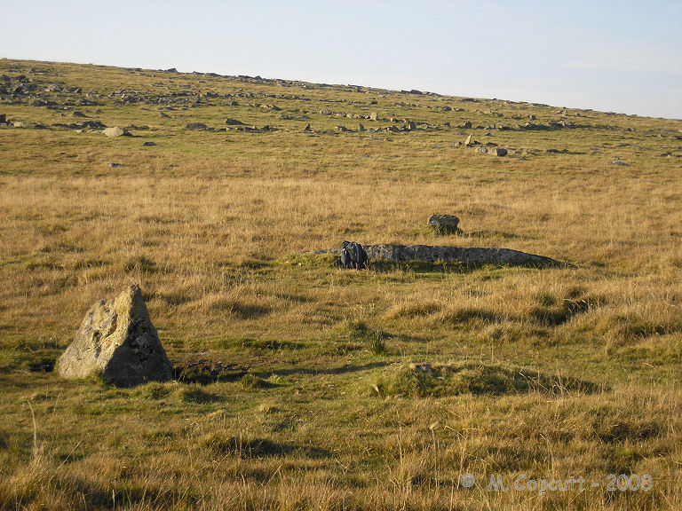 Leskernick 2 stone circle. 
Viewed here looking northwest towards Leskernick Hill and its settlement.  