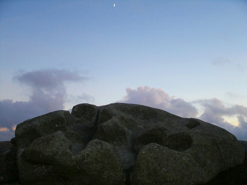 Stone on Carn Brea, and the moon.