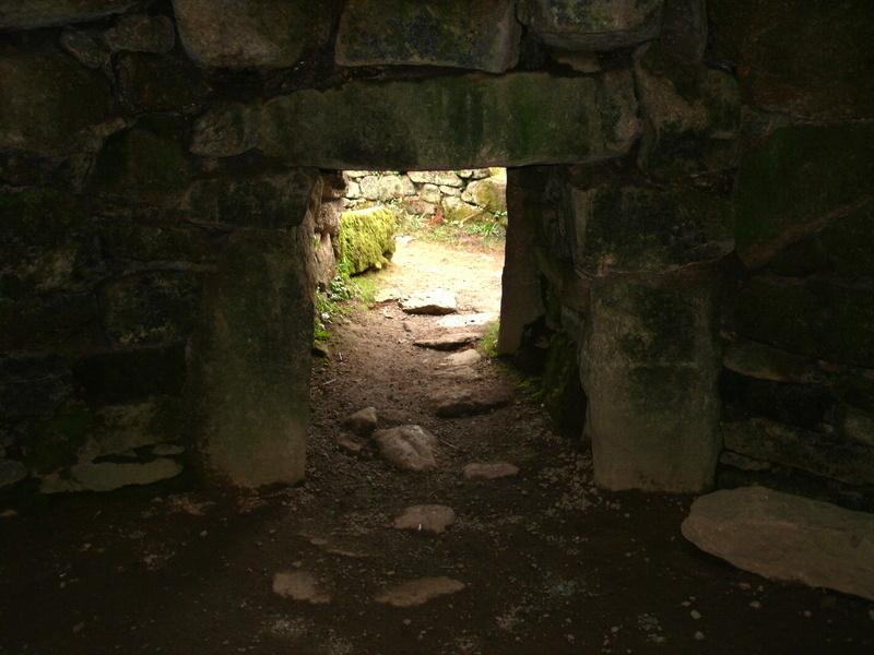 Carn Euny Fogou - looking out of the corbelled fogou room.