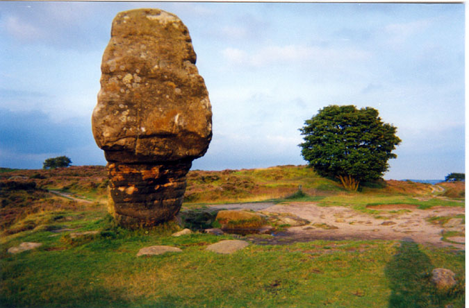 This is a pic of the Cork Stone at Stanton Moor in Derbyshire, taken about 8pm one August evening in 2002.