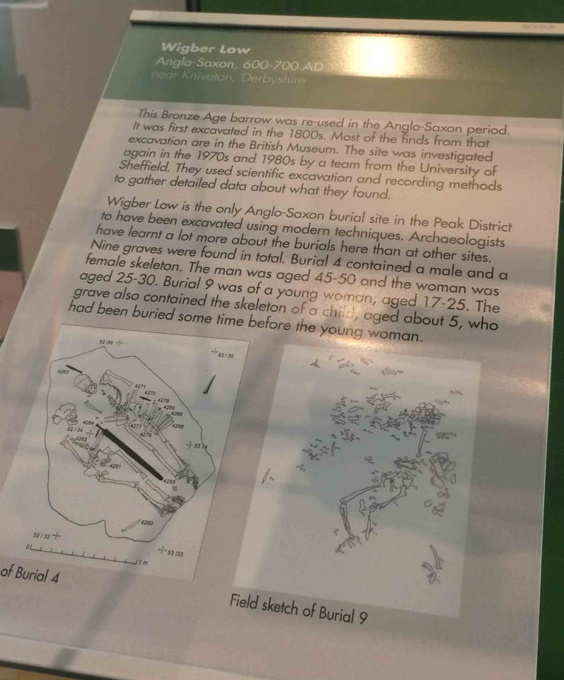 Part of the display for Wigber Low in Weston Park Museum, Sheffield. There are grave-plans (‘field sketches’) included in the display boards – something surprisingly rarely done in British museums.
Photo Credit: Prof Howard M R Williams