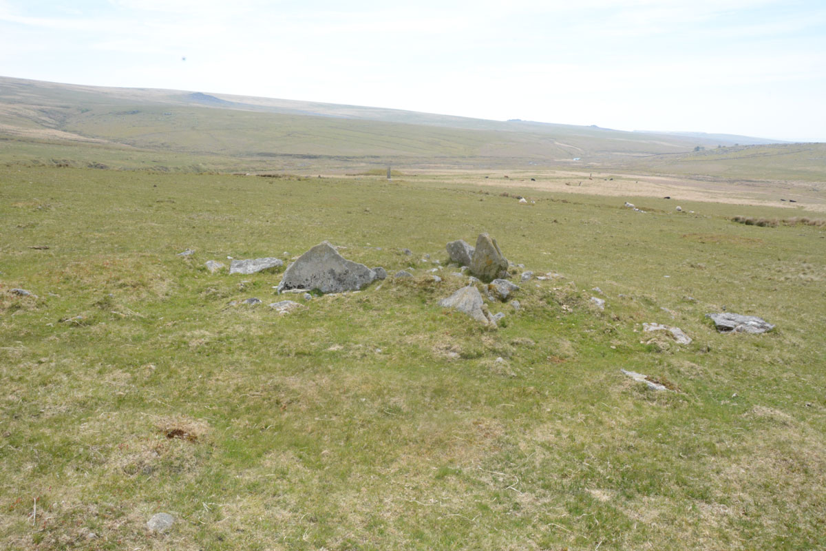 One of the cairns to be found to the south of the north-western most enclosure at Drizzlecombe. Located to the west of Drizzlecombe Cairn 18.