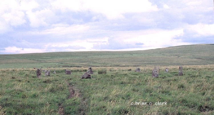 Ringmoor Stone Circle @ SX563,658., with its associated stone rows