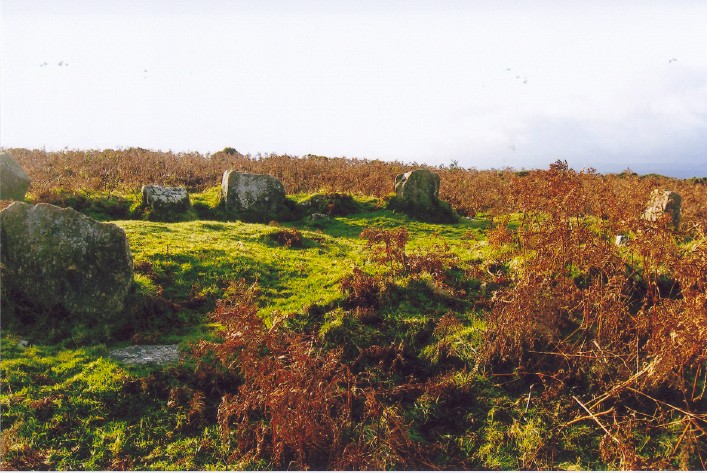 Looking west over the Cairn Circle on the lower northern slopes of Mardon Down.  Butler remarks: 