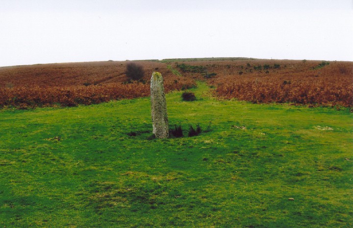 The Headless Cross, or Maximajor Stone marking the  NE end of the ridgeway path over Mardon Down.  Ample parking nearby, from a minor road.
Thought to be a replacement for a pre-existing menhir.  (See site notes.)