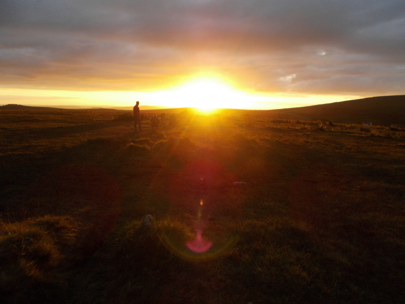 Autumn Equinox sunset 2016, and working my way east along the rows.  Two guys photographing the sun between the western pair of stones can just be seen in the low rays' glare at 7.05pm