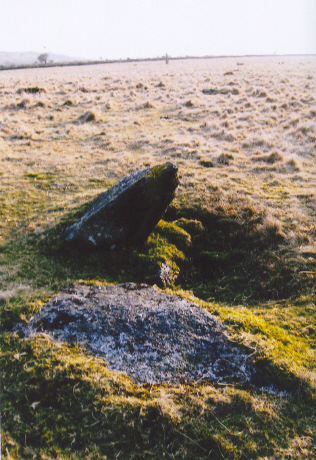 Slab 2, the Midwinter Solstice marker stone, and the Standing stone in the distance.
[Admins: at the moment I'm having trouble reducing the Kb of the other 5 pics to illustrate this site.  New computer, etc.!]