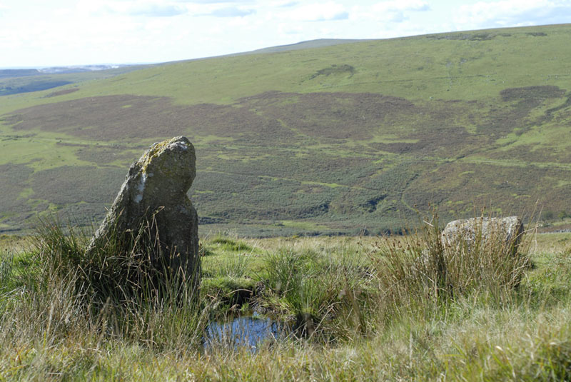 Piles Hill Stone Row looking out over the beautiful Middle Erme Valley