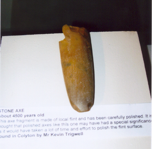 Stone Axe c. 4500 years old, found in Colyton, Devon.
