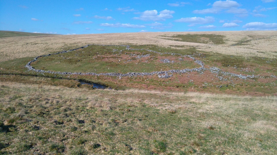 Erme Pound taken from the ridge by Stall moor stone row in Junne 2016.
