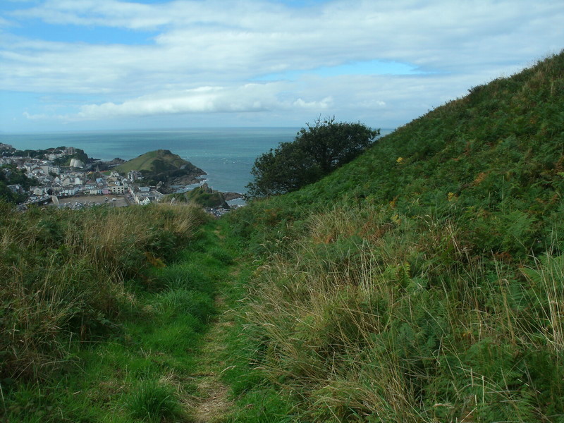 Hillsborough fort.  The bank and ditch overlooking Ilfracombe.