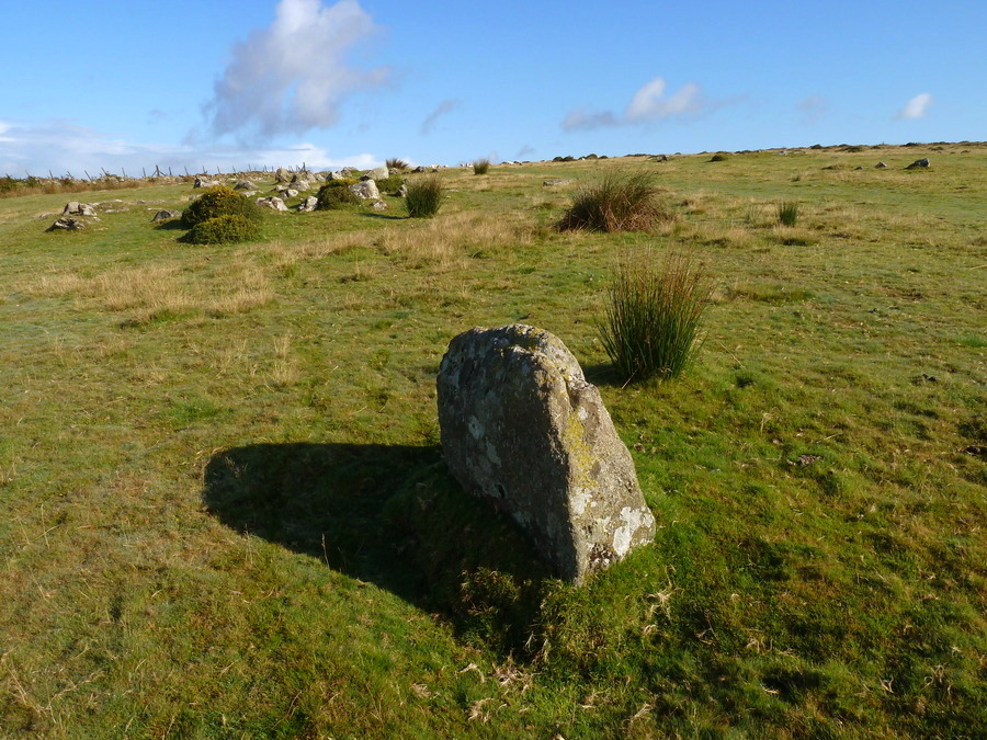 Harford settlement, stone with a double hut beyond.