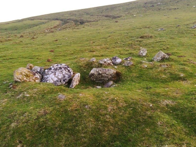 Cosdon Hill Cairn Circle and Cist looking South